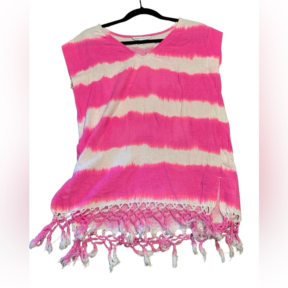 Southern tide small women’s swim cover tie dye fringe
